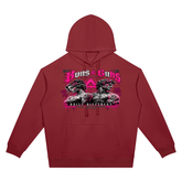 Unisex Oversized Drop-Shoulder Hoodie featuring a bold graphic design by Buns & Guns, perfect for fitness enthusiasts.