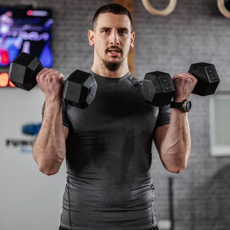 Soozier Rubber Hex Dumbbells — 15 lb Pair