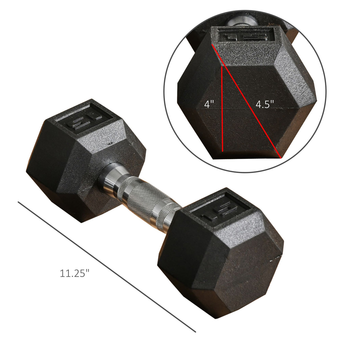 Soozier Rubber Hex Dumbbells — 15 lb Pair