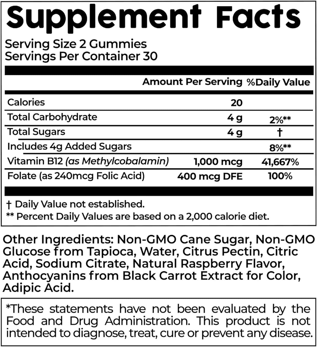 Raspberry Vitamin B12 & Folic Acid Gummies