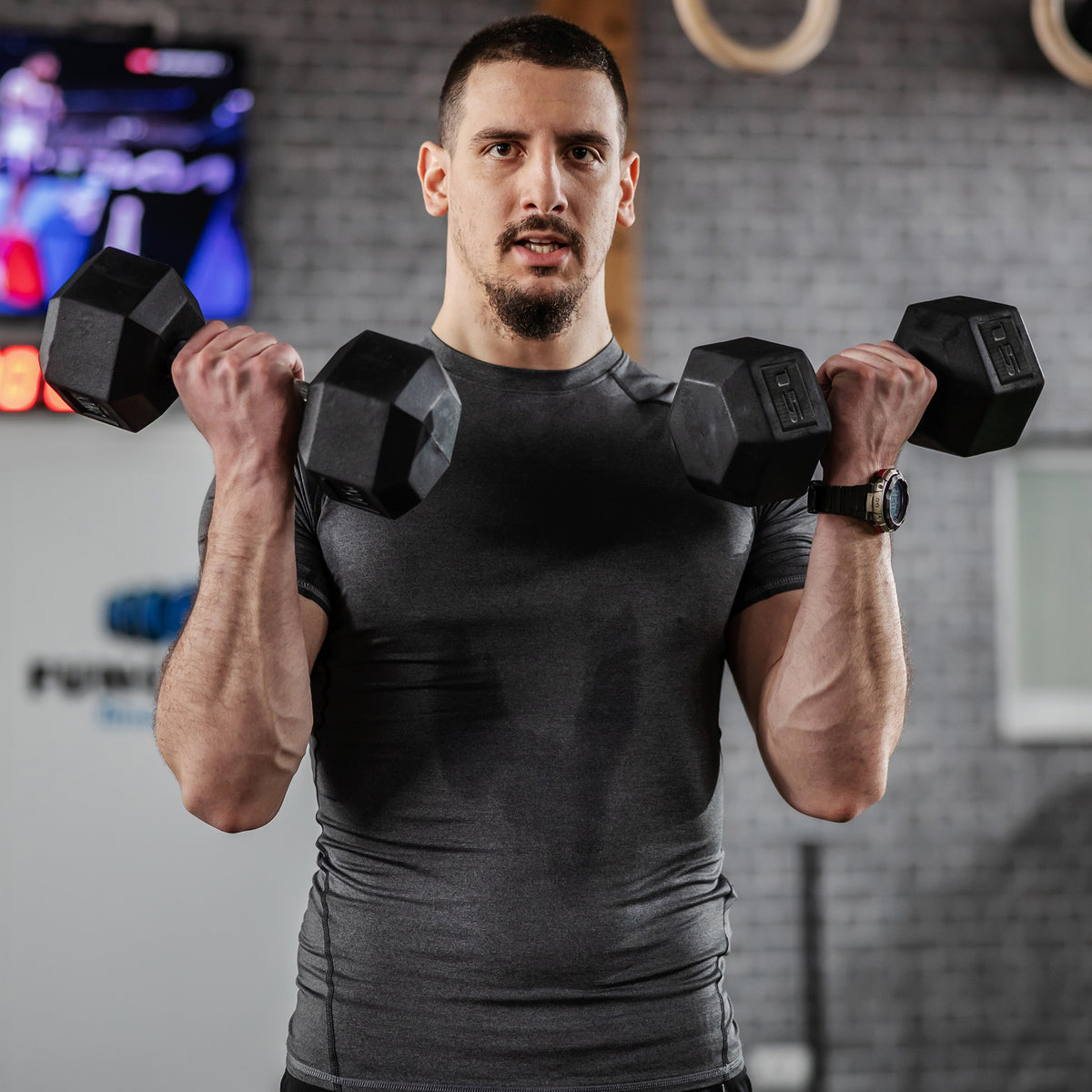 Soozier Rubber Hex Dumbbells — 15 lb Pair